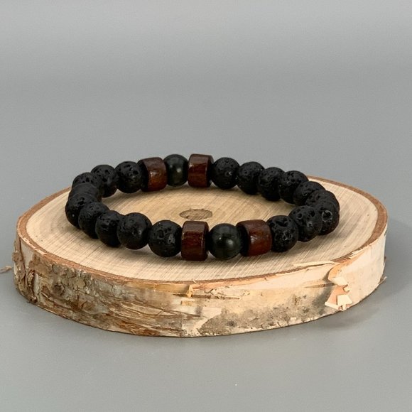 Interiors in Balance Other - Black Onyx & Lava Stone Beaded Bracelet (8mm)
